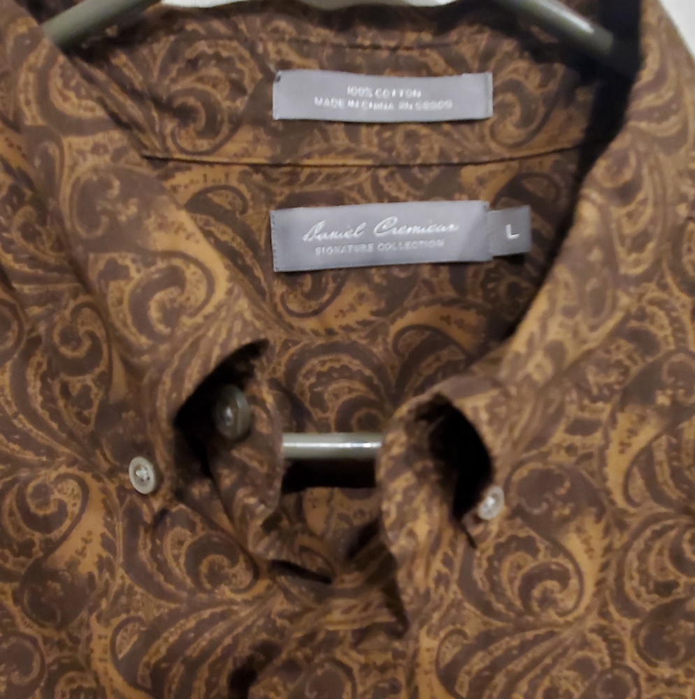 Daniel Cremieux Signature Brown Paisley Shirt Sz L